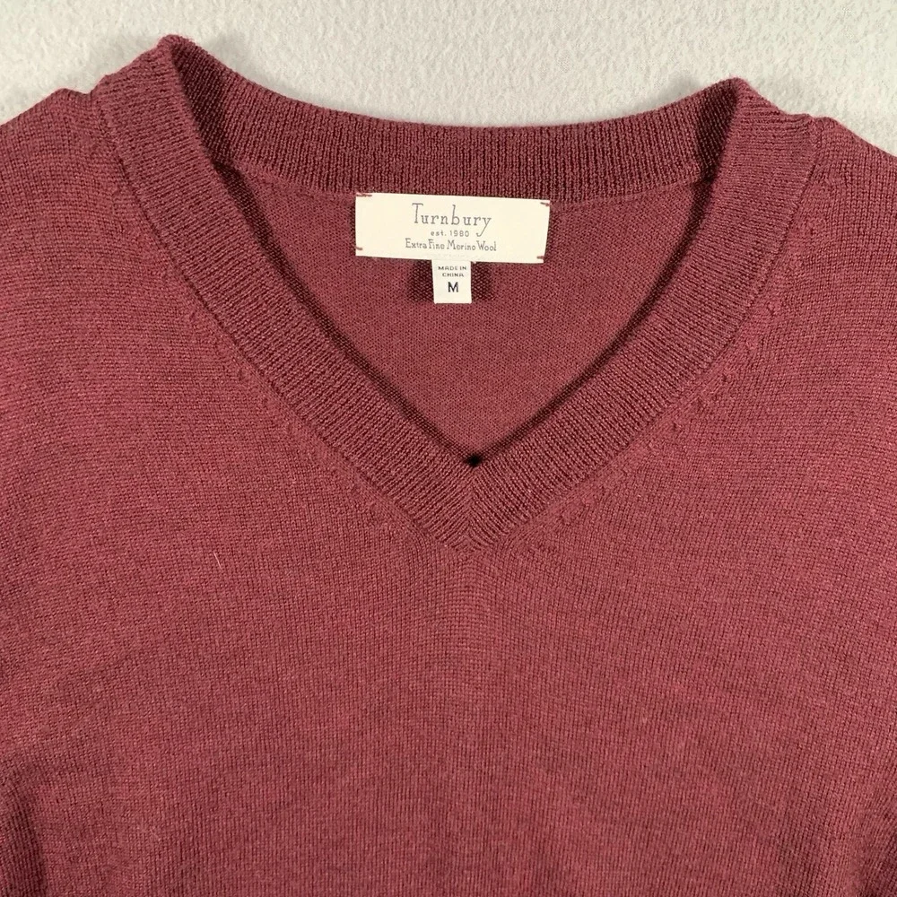 Turnbury Burgundy Extra Fine Merino Wool Mens Sweater Vest‎ sz Medium